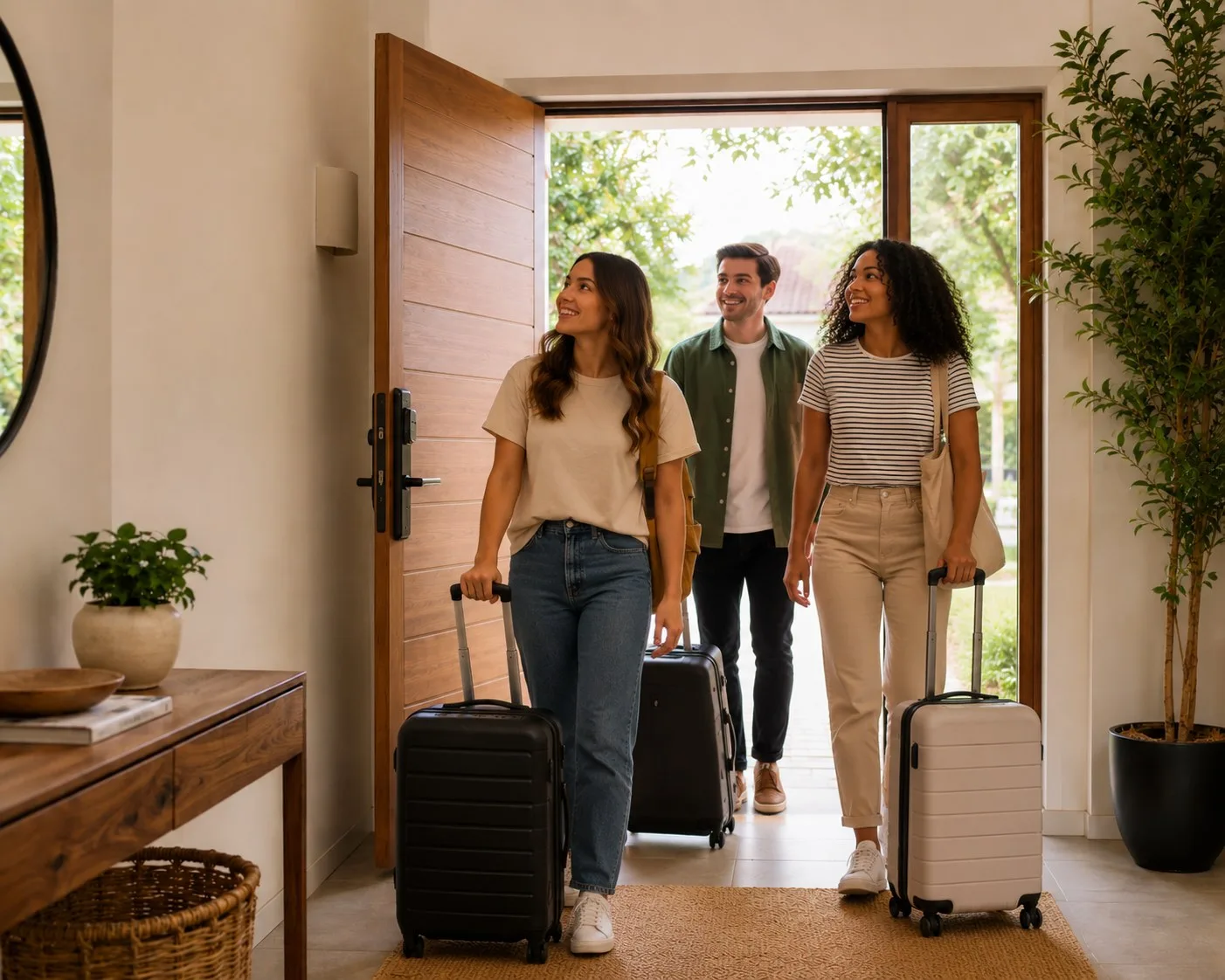 Guests arriving at a holiday let